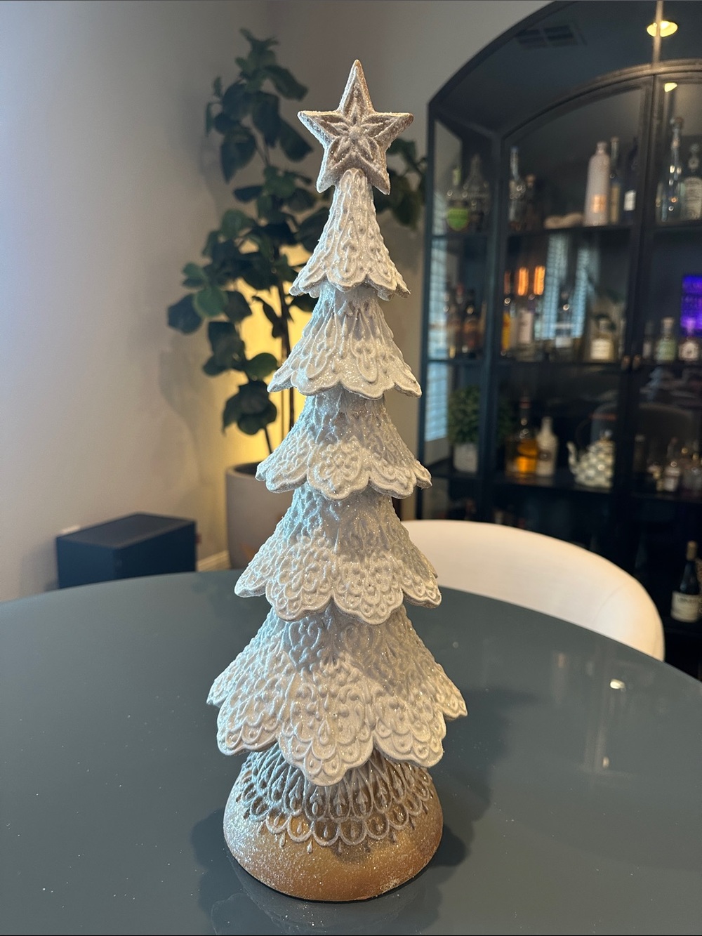 Gingerbread Lace 18” Snowy Tree Christmas Valerie Parr Hill Collectible